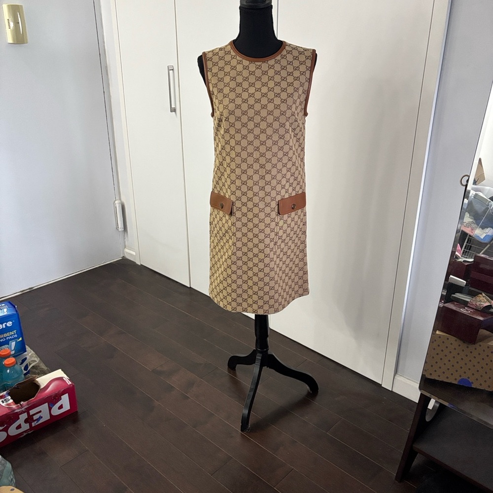 Gucci Monogram Sleeveless Shift Dress